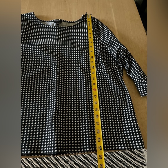Talbots|Check Jacquard Knit Top in Black & White, Tie Details—Size 2X Petite - Picture 12 of 13